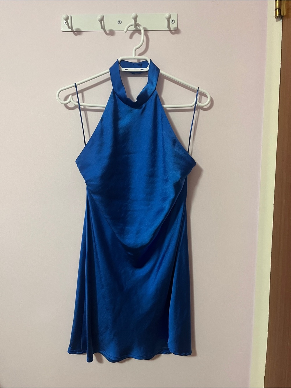 Dynamite Royal Blue Satin Halter Mini Dress